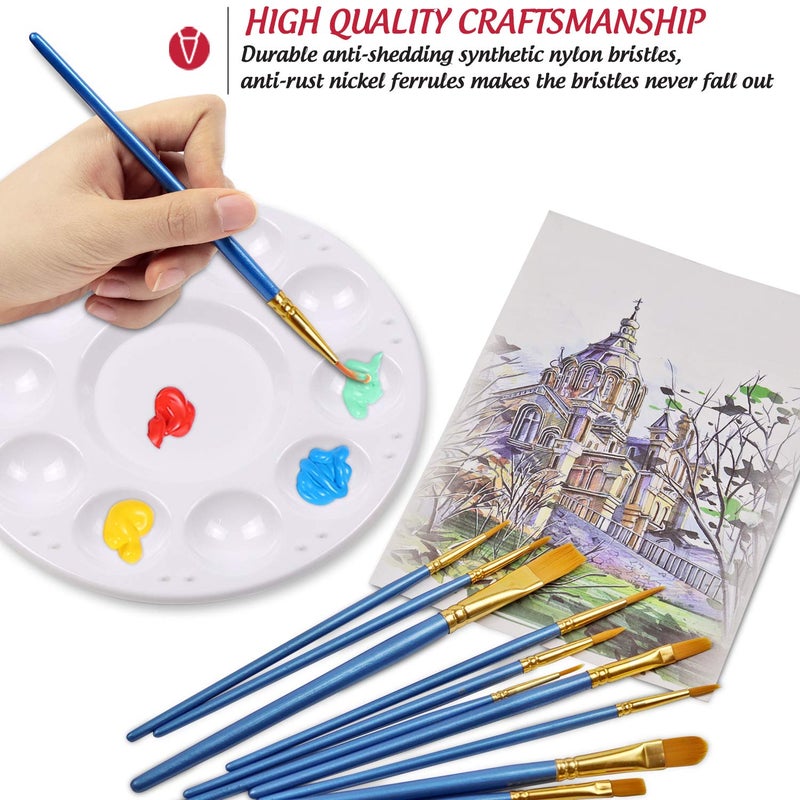 DUGATO Artist Paint Brush & Palette Set - 20 Nylon Brushes (Assorted Sizes & Shapes) with 5 Mixing Trays - Ideal for Acrylic, Watercolor, Oil & Gouache Painting - Image 3